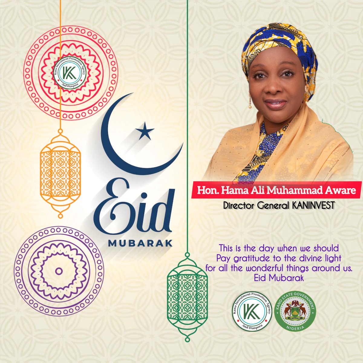 InvestKan's tweet photo. To all our investors, may Allah open the doors of happiness and prosperity for you.
Eid Mubarak to you and your family. Enjoy a blessed time during this Eid.

From the DG @InvestKan
@HajiaHama @KanostateNg 

#InvestInKano
#Kano
#Nigeria https://t.co/xhuc3E7VwY