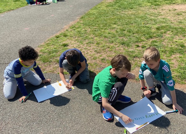 Today we celebrated Earth Day by making Earth Day posters to honor the achievements of the environmental movement and raise awareness of the need to protect Earth's natural resources for future generations.  The Garden club will start beautifying Braeburn on Monday and planting!