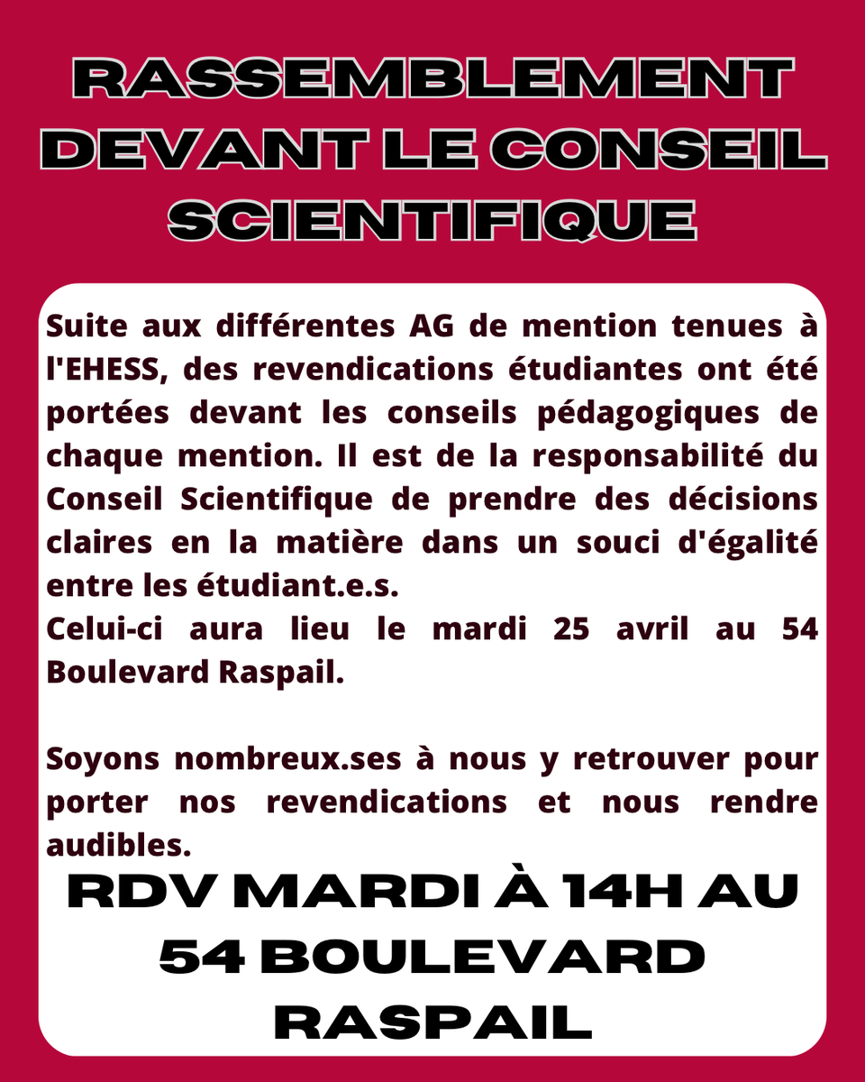 Condorcet_mob's tweet photo. Appel à rassemblement: le CS doit soutenir les revendications étudiantes https://t.co/xlIXhTfJiZ