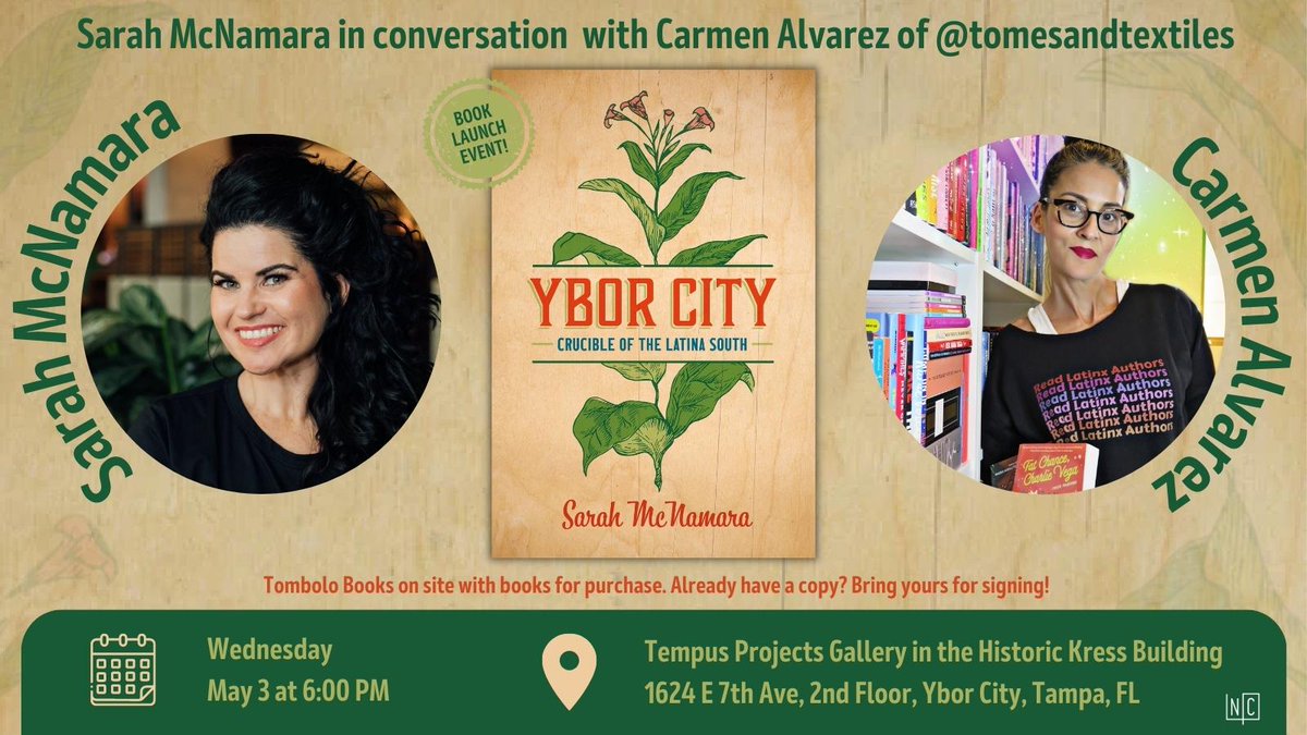 Sarah McNamara (@dr_sarahmac) on Twitter photo It's time. ✨Come celebrate the launch of my book at the Tempus Projects Gallery on May 3 @ 6PM in #YborCity. <a href="/TomboloBooks/">Tombolo Books</a> will be on site with books for signing. Event free & open to all. RSVP via Eventbrite, tinyurl.com/y8sfdd4b. See you there! ✨ It's time. ✨Come celebrate the launch of my book at the Tempus Projects Gallery on May 3 @ 6PM in #YborCity. <a href="/TomboloBooks/">Tombolo Books</a> will be on site with books for signing. Event free & open to all. RSVP via Eventbrite, tinyurl.com/y8sfdd4b. See you there! ✨