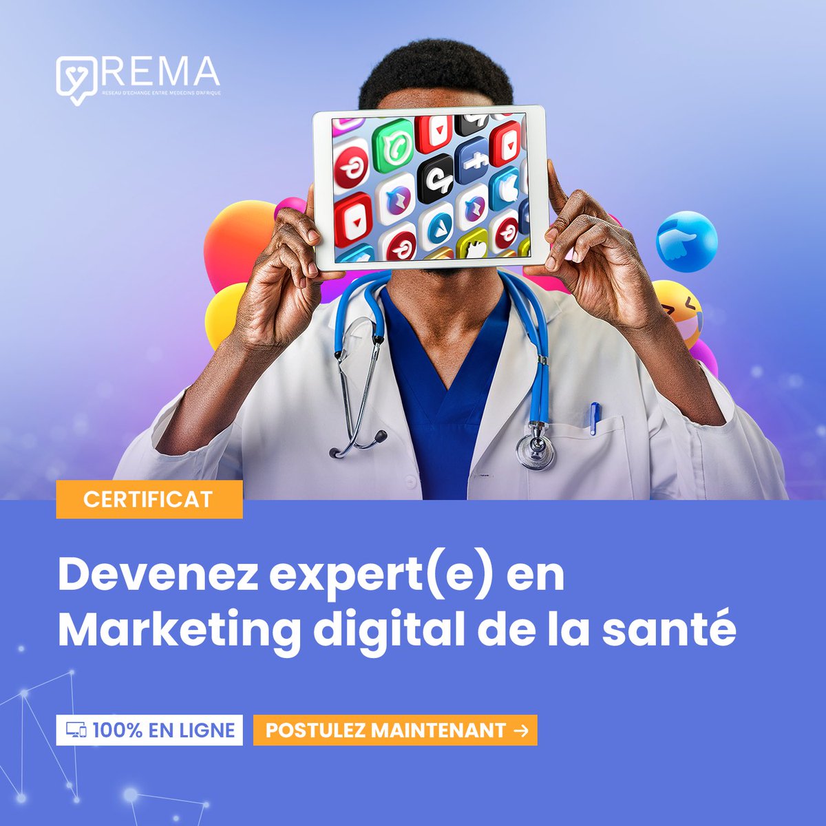 rema_app's tweet photo. Devenez expert(e) du marketing digital de la santé avec notre programme à distance de certification professionnelle.
Ce certificat accrédité, vous permet de booster votre CV et d'accéder aux meilleures opportunités du marché en communication dans les industrie de la santé. (1) https://t.co/fPXCNWcRmY