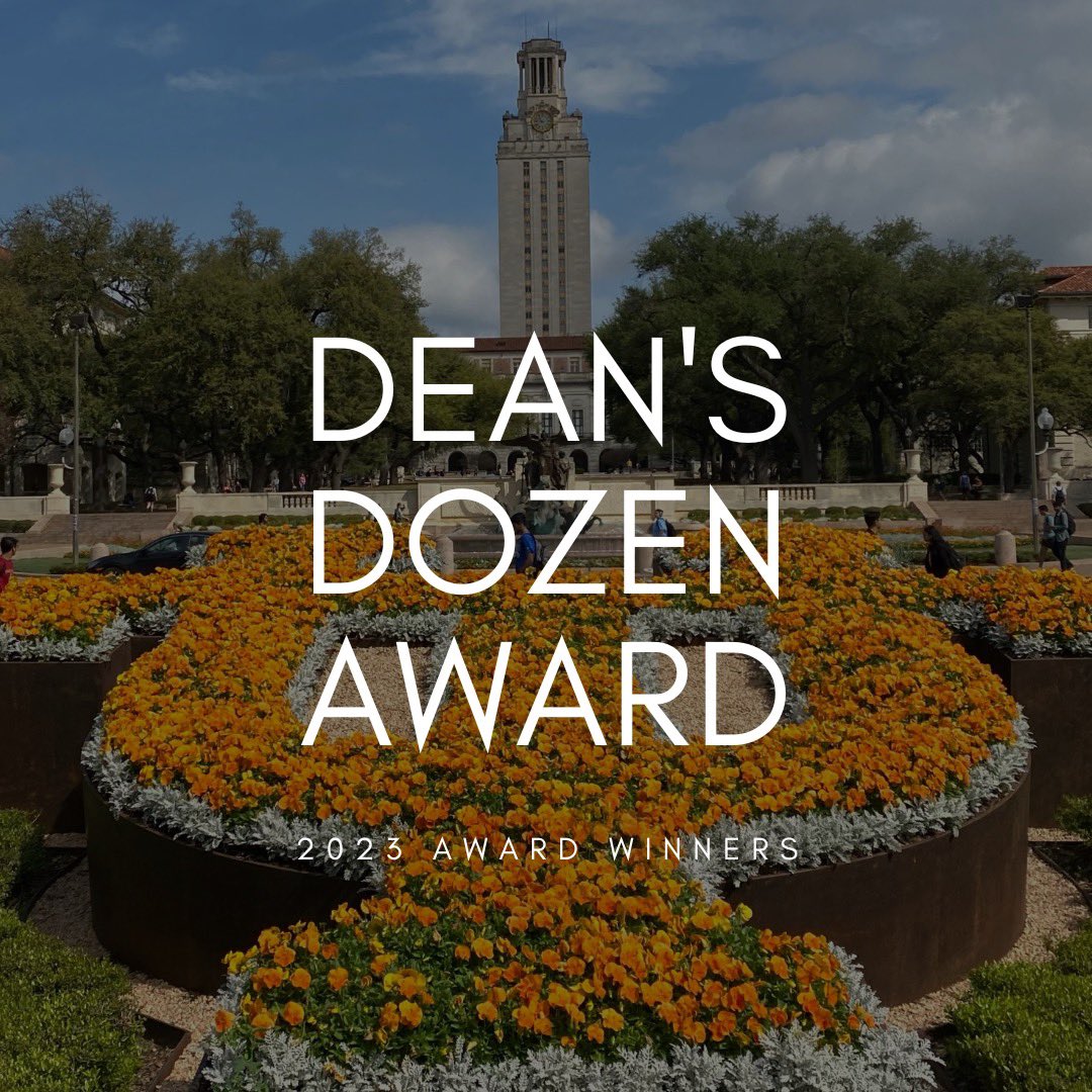 UTexasStudents's tweet photo. Congratulations to our 2023 Dean's Dozen Award recipients! Read more about the positive contributions they have made to our campus community: https://t.co/8rZPp7Jh5Y https://t.co/bdwyL8PWn6