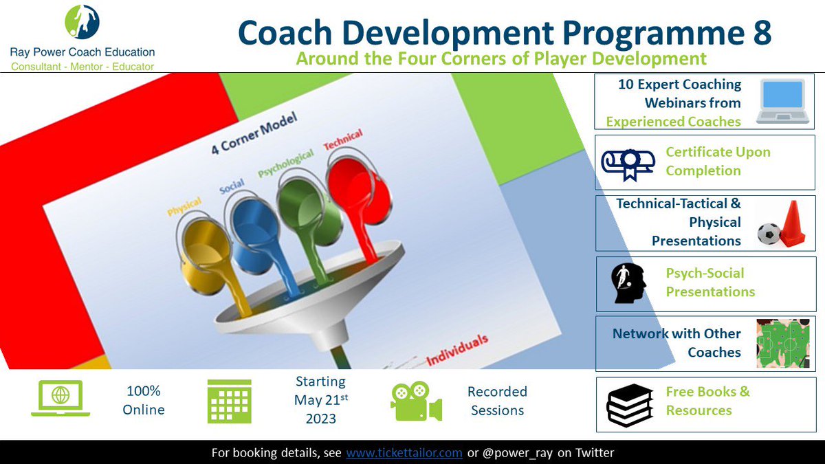 power_ray's tweet photo. 𝐂𝐨𝐚𝐜𝐡 𝐃𝐞𝐯𝐞𝐥𝐨𝐩𝐦𝐞𝐧𝐭 𝐏𝐫𝐨𝐠𝐫𝐚𝐦𝐦𝐞 𝟖 

Student of the game?

💻10 coaching webinars

📚10 books

📝Free short course

📖Resource share 

👥Networking

Early Registration 33% Discount: 

𝗖𝗗𝗣𝗢𝗙𝗙

#CoachDevelopmentProgramme 

https://t.co/NYdO7TYrvo https://t.co/SJ5DwNYt2b