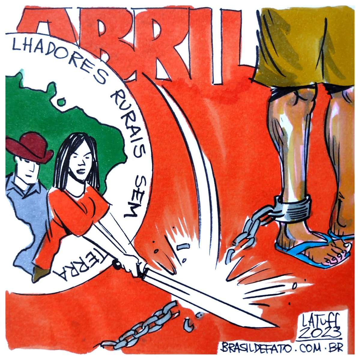 brasildefato's tweet photo. "Jornada de Lutas", charge por Carlos Latuff #BrasildeFato https://t.co/qOzNuRFnIy