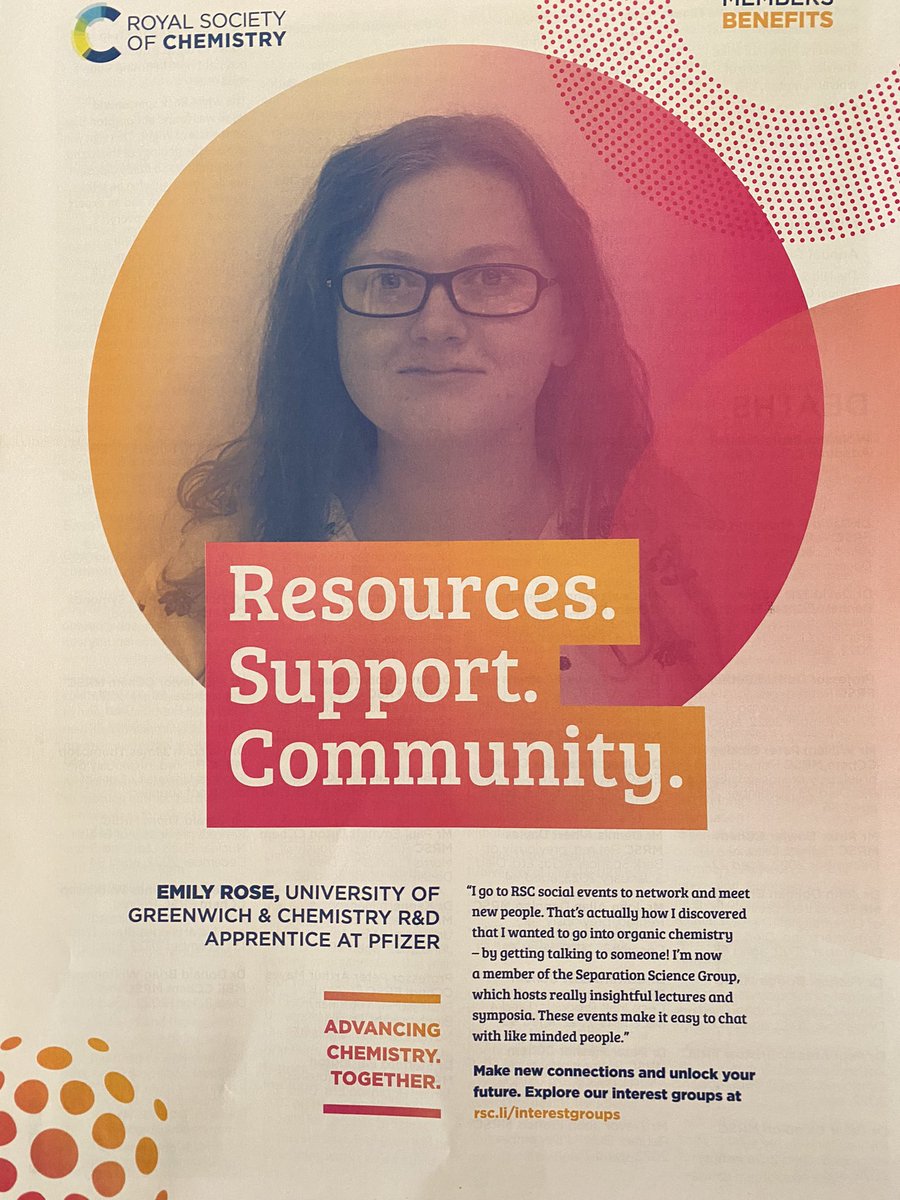 Another Friday evening, another RSC magazine arrived in the post…then spotted a student of mine on the back cover 😊 Go Emily! #WomenInChemistry #degreeapprenticeship