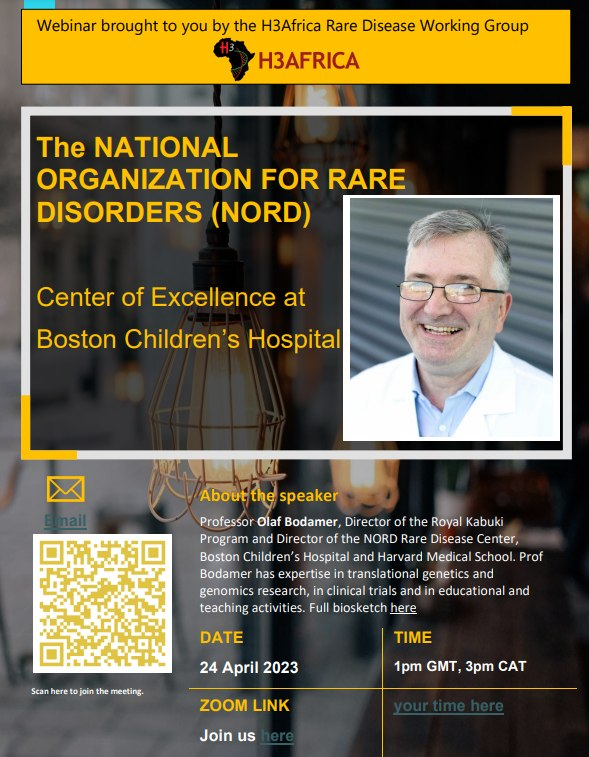 The NATIONAL ORGANIZATION FOR RARE DISORDERS (NORD) Center of Excellence at Boston Children’s Hospital. (Speaker: Olaf Bodamer) More information: tinyurl.com/2p8t9j4v