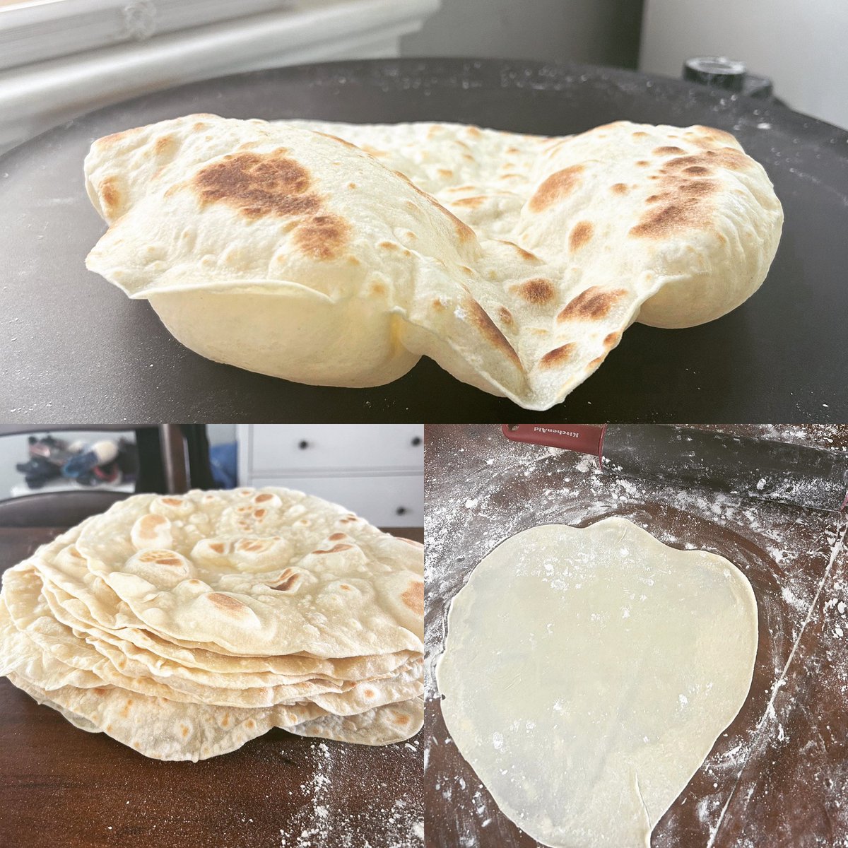 kstenberg01's tweet photo. I’ve avoided TicTok for a long time. I succumbed… I am now trying my hand at homemade TicTok tortilla’s. 🤣 I’ll tell if you if it was worth it after eating burritos tonight! They do taste delicious on their own. We’ll see if their strength holds up for wraps! #thingsspiralled https://t.co/184UktGraT