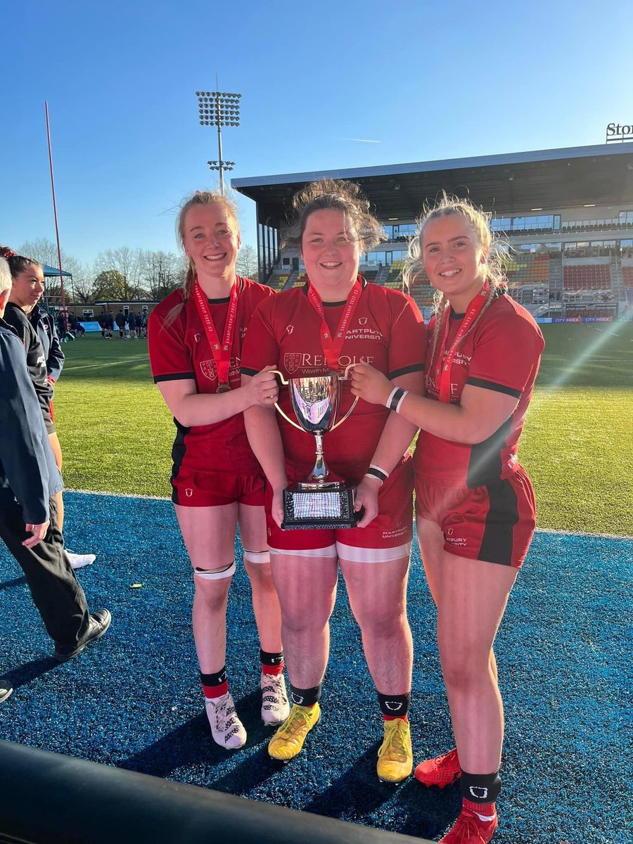 3 <a href="/OneBishopBurton/">Bishop Burton Sport</a> alumni adding the BUCS National Trophy to the league title!
Fantastic game at the Stonex Stadium @Glos_PuryWRFC running out winners over Exeter Uni
Well done Stef, Evie &amp; Erin