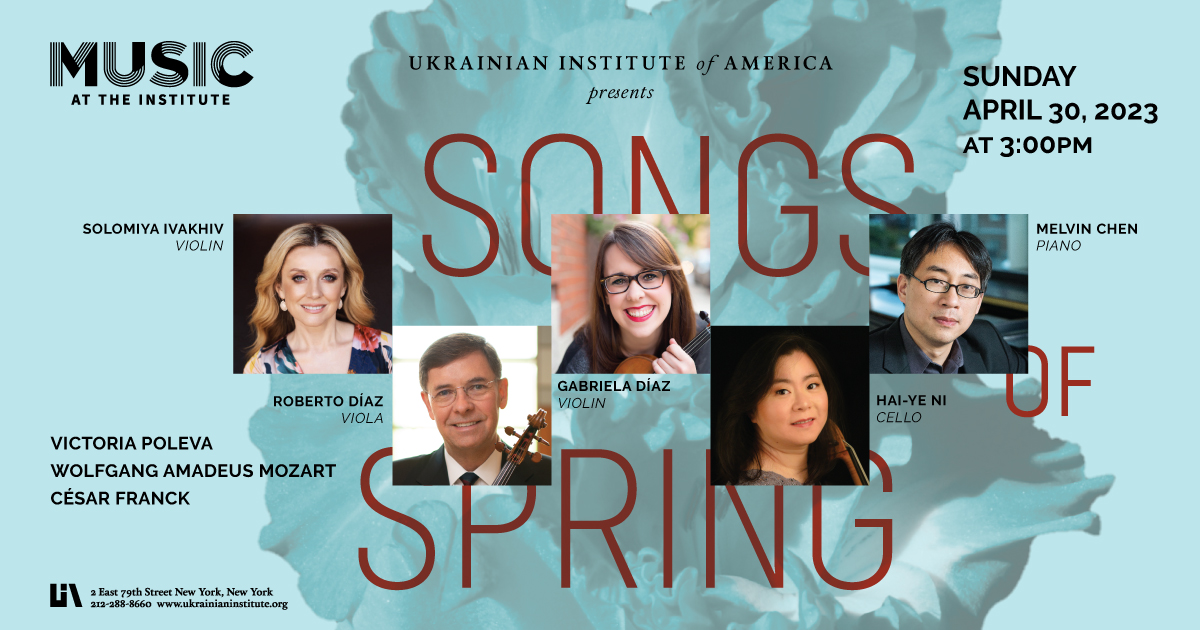 TOMORROW SAT 4/22 @ 7:30PM Ukrainian Pianist & Composer @neselovskyi Plays Jazz FRI 4/28 - Culinary Event with Tasting @Viva_La_Food Anna Voloshyna & @Francis_Lam of @splendidtable SUN 30 - MATI Concert with @SolomiyaIvakhiv Info & Registration mailchi.mp/ukrainianinsti…