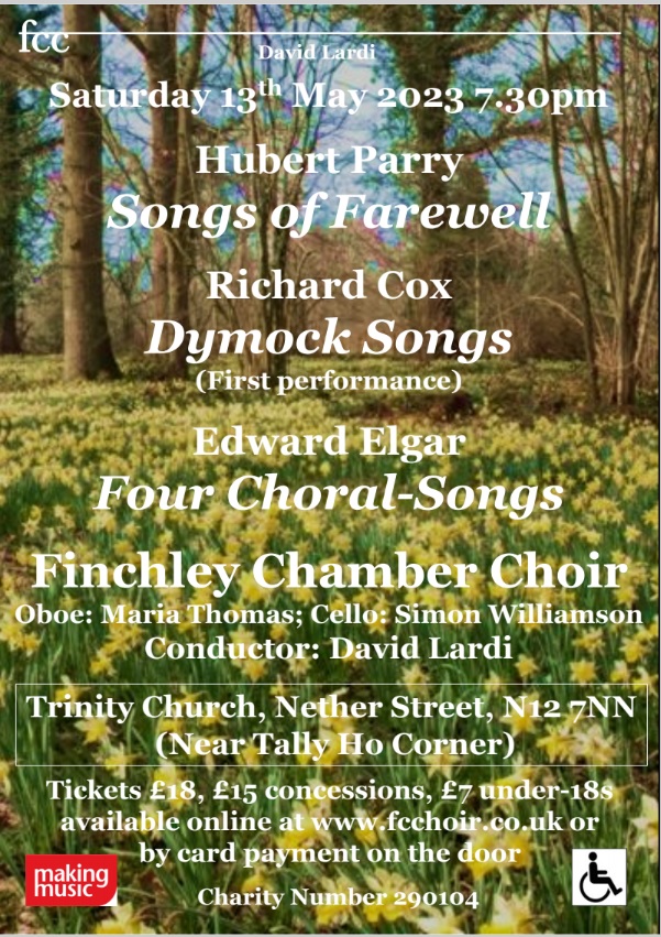 Our May concert - very excited for the first performance of the fabulous Dymock songs, as well as some beautiful #Elgar and #Parry embodying the spirit of the British summer (but not as grey!)