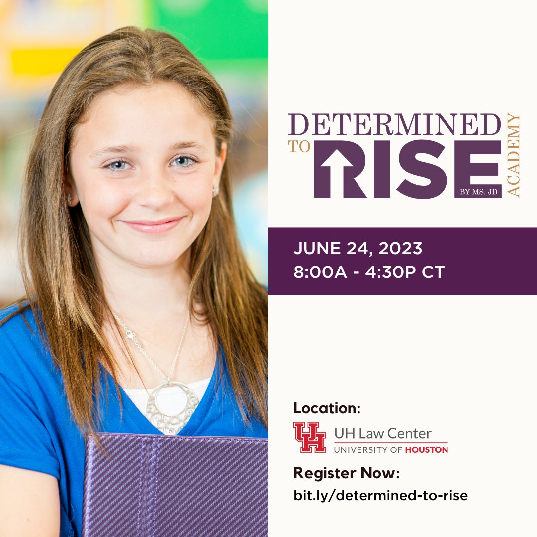 Are you looking for a great opportunity to encourage your #daughter to explore a #career in #law? Look no further than the Determined to Rise Academy!

Head to bit.ly/determined-to-… to view the agenda and sign up your daughter now. 
#middleschool #determinedtorise #futurecareer