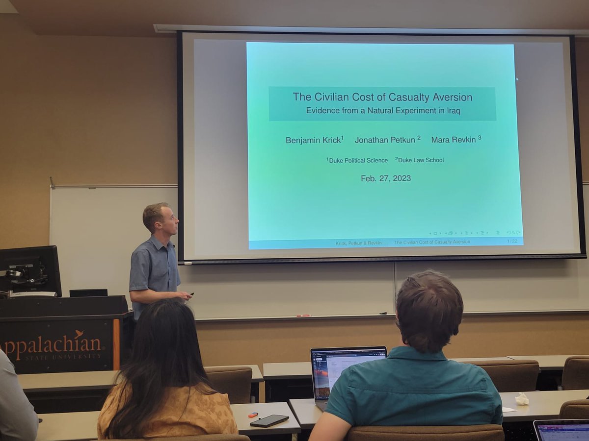 Benjamin Krick (@benckrick) on Twitter photo Had an excellent time presenting and getting feedback on work with <a href="/MaraRevkin/">Mara Revkin @mararevkin.bsky.social</a> and <a href="/JonPetkun/">Jonathan Petkun</a> at the Carolina Conflict Consortium hosted by <a href="/appstate/">Appalachian State</a>. Had an excellent time presenting and getting feedback on work with <a href="/MaraRevkin/">Mara Revkin @mararevkin.bsky.social</a> and <a href="/JonPetkun/">Jonathan Petkun</a> at the Carolina Conflict Consortium hosted by <a href="/appstate/">Appalachian State</a>.