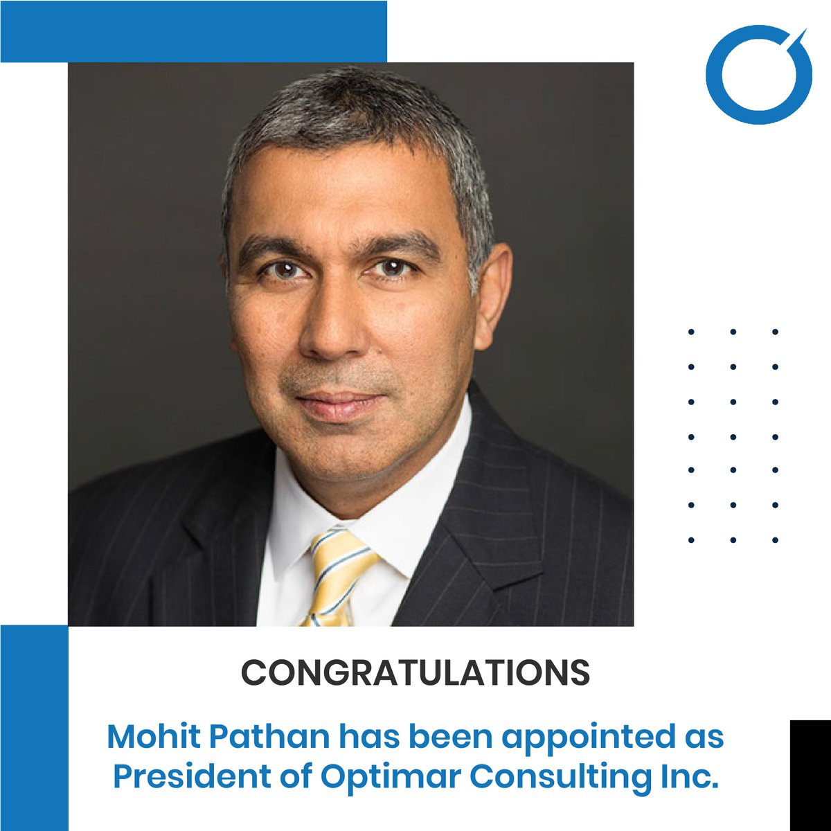 Mohit Pathan has been appointed as President of Optimar Consulting Inc. 
Congratulations!

#appointment #optimarconsulting #recruitmentagency #consultingcompany #winningteams #consulting