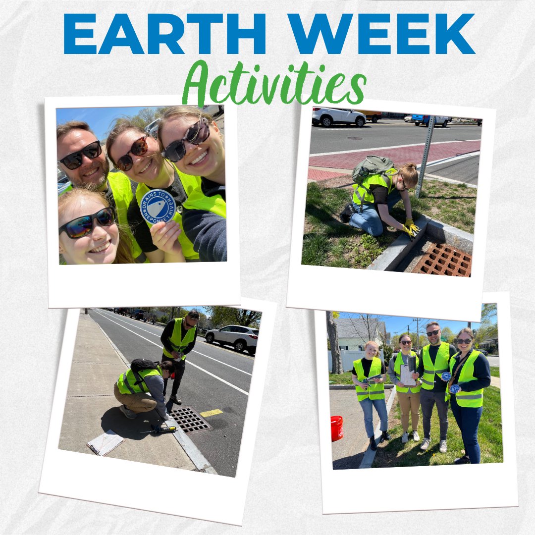 MassDOT's tweet photo. MassDOT Highway employees joined the @NepRWA  this week to place "No dumping, drains to waterway” medallions at drain areas along roadways #Stoughton. #MAEarthWeek https://t.co/h1YL6LgShU