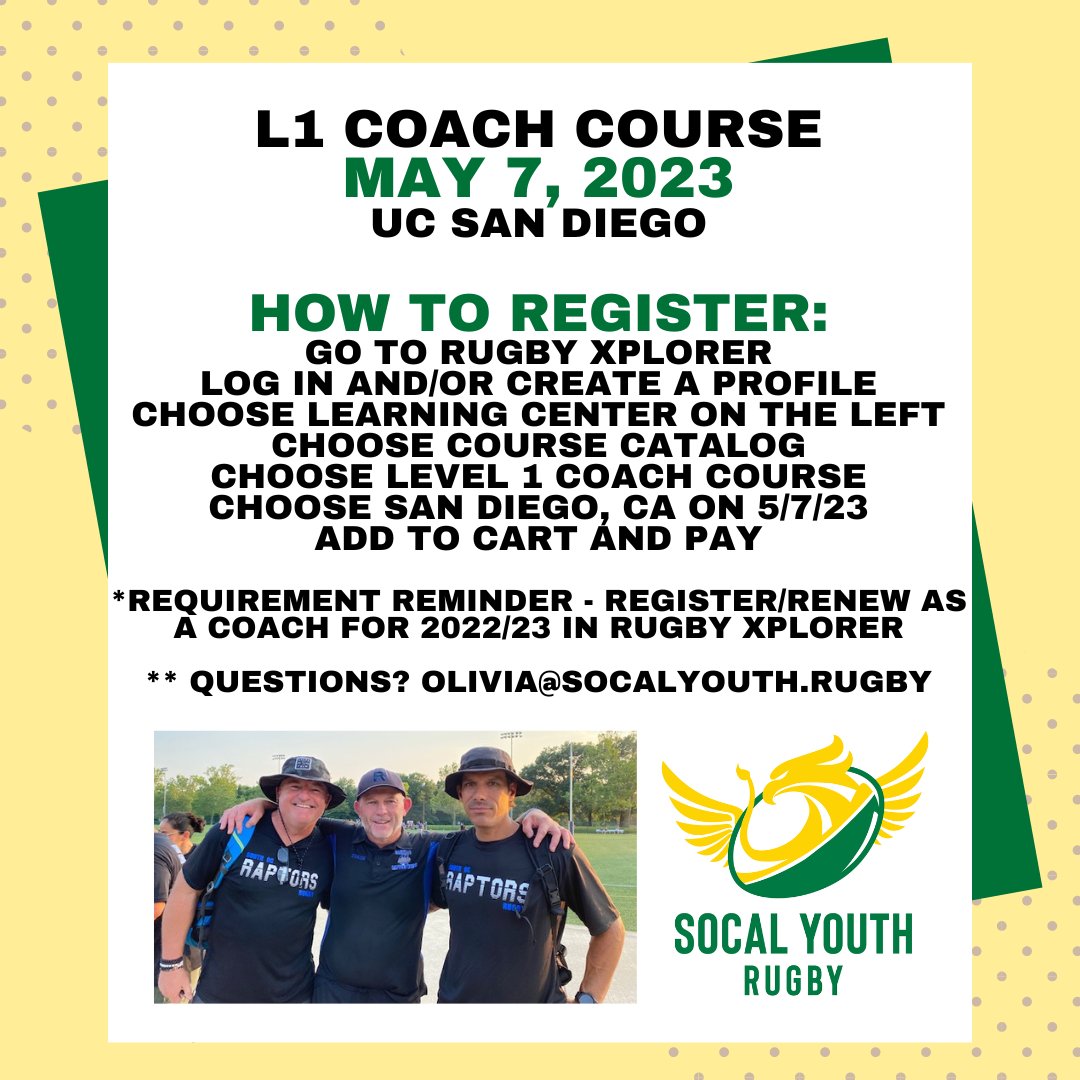 Future Rugby Refs and Coaches -- now's the time with these May courses!