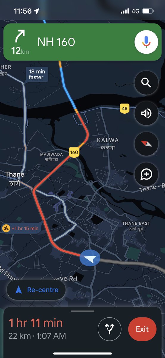 Rightful_Indian's tweet photo. Looks like the construction work is not properly managed by the regulatory bodies. A jamn of 1hr 15min at midnight that too in #thane district. The vehicles are not even moving. What a waste of time for the people of #mumbai and #thane @CMOMaharashtra @TMCaTweetAway https://t.co/yJp3jkfMOr