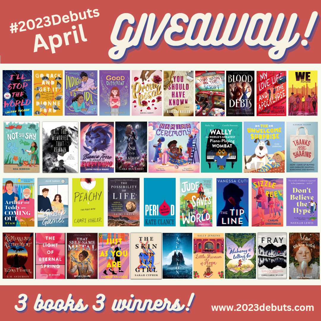 Enter for your chance to win an April #2023Debuts book!
To enter:
-Follow us!
-RT
-Comment with a 2023 book you're excited about from this list: bit.ly/43TNqr5
We'll announce 3 winners (1 adult, 1 YA, &amp; 1 MG) on May 1st
Open US &amp; intl. (Anywhere Blackwell's ships!)