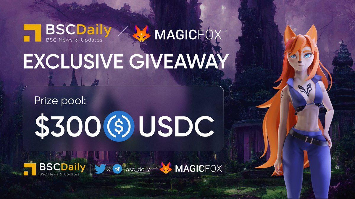 🔈 EXCLUSIVE GIVEAWAY EVENT - BSC Daily x <a href="/magicfoxfi/">MagicFox.fi</a>

🎁 Prize: 300 $USDC for 10 Participants

✔️ To Enter:

1⃣ Follow <a href="/bsc_daily/">BSCDaily</a> x <a href="/magicfoxfi/">MagicFox.fi</a>
2⃣ RT &amp; ❤️ this tweet
3⃣ Join Discord: go.magicfox.fi/win-big-prize 

⏰ End in 3 days

#Airdrop #Giveaway