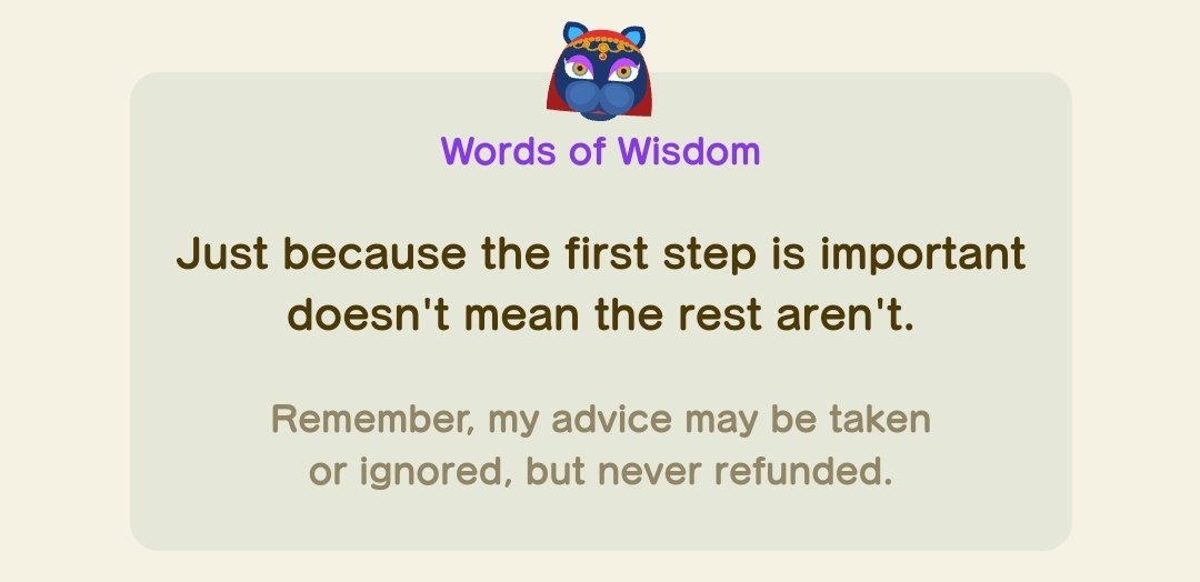 metalcrossing's tweet photo. "Just because the first step is important doesn't mean the rest  aren't."

- Katrina https://t.co/zuwonxdBui