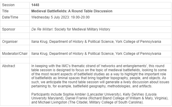 medievaldaniel's tweet photo. OK! Finally registered for #IMC2023, and travel arrangements are sorted. Looking forward to another @IMC_Leeds, this time diving into Staufen-era warfare, battlefields, and crusades with some wonderful colleagues in #s116, #s416, and #s1448 https://t.co/pTJEk2Ia15