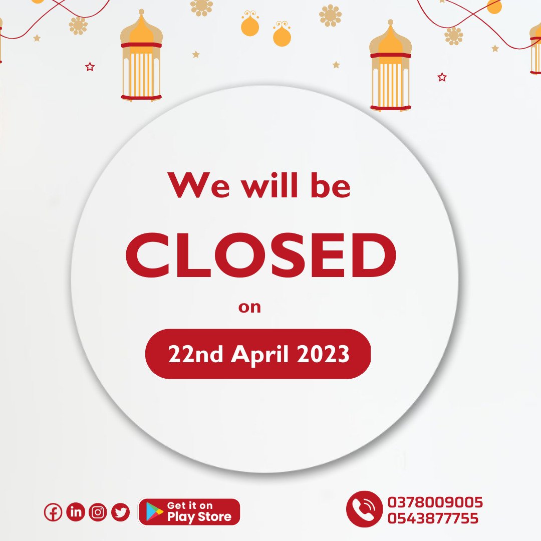 yomyomdelivery's tweet photo. As a result of Eid ul Fitr celebrations, our offices will be closed on 22nd April, 2023 in order to observe the holiday https://t.co/zcNpP1QaFW