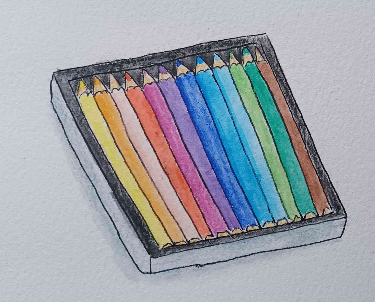 dark_ice_dragon's tweet photo. ‘Order’ prompt for sketchadayapp. The colour order of my watercolour pencils. https://t.co/NzMZ8k6iWA