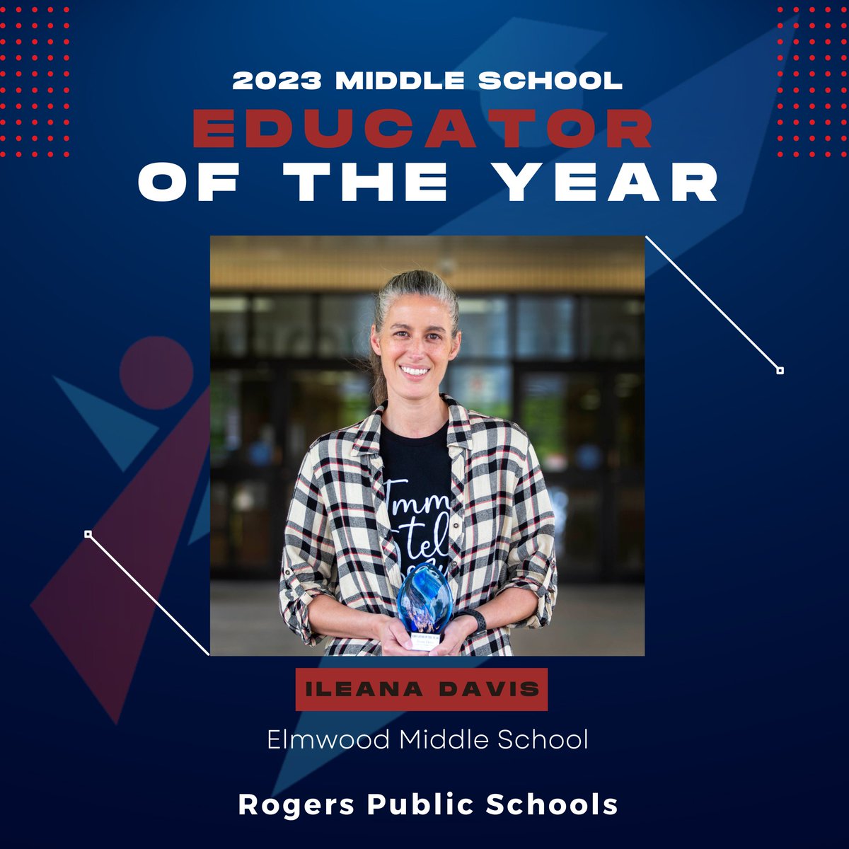 RogersSchools's tweet photo. Congratulations to Ileana Davis of @ElmwoodRaiders on being selected by the @RLACC as our middle school Educator of the Year! #RPSshines https://t.co/vrVm6t6Ayw