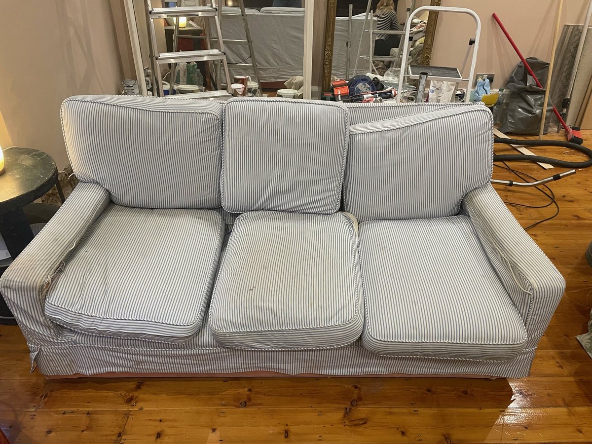 See before&amp;after, we changed the sofa from loose cover to nice and neat fix upholstery in <a href="/Colefax_Fowler/">Colefax and Fowler</a> fabric.

#sofareupholstery #reupholsteredsofa #reupholsteredfurniture #sofaupholstery #furniturerestoration #furnitureupholstery #upholsteredfurniture #reupholstery