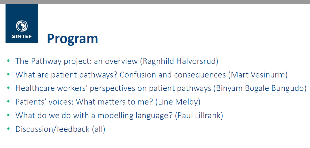 Patient_Pathway's tweet photo. Today we presented Pathway for our Advisory Board consisting of members from Norway and Finland. The five short presentations will soon appear on our website! The program is attached here. https://t.co/WQnhBf0FVy