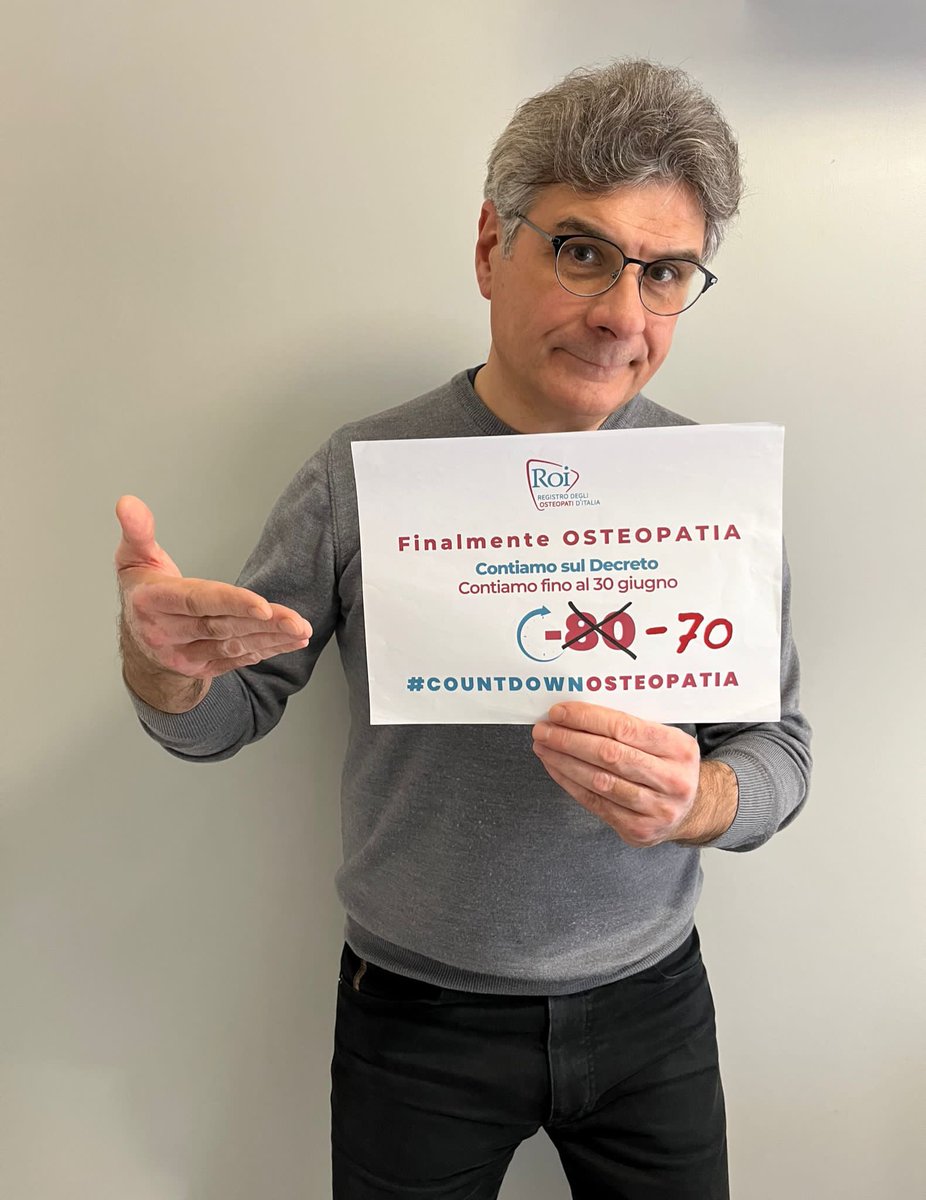 #COUNTDOWNOSTEOPATIA
Sono passati altri 10 g.!!!
 -70 giorni al 30.06.23 per concludere l’iter della legge che istituisce la nostra professione.

<a href="/mur_gov_/">Ministero dell'Università e della Ricerca</a> 
<a href="/BerniniAM/">Anna Maria Bernini 🇮🇹</a>
<a href="/MinisteroSalute/">Ministero della Salute</a>
<a href="/marcellogemmato/">Marcello Gemmato 🇮🇹</a>
Vi date una mossa !
 
#osteopatia #osteopati #osteopatiaprofessionesanitaria