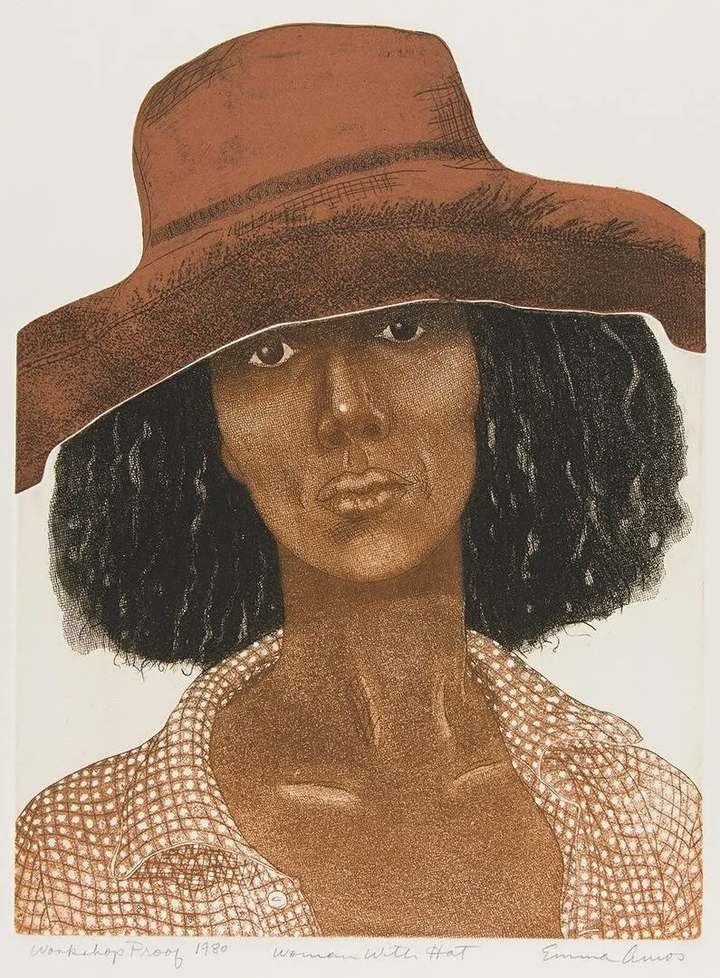 artistsofcolour's tweet photo. WOMAN WITH HAT, Emma Amos, 1980 https://t.co/yJR860vxbu