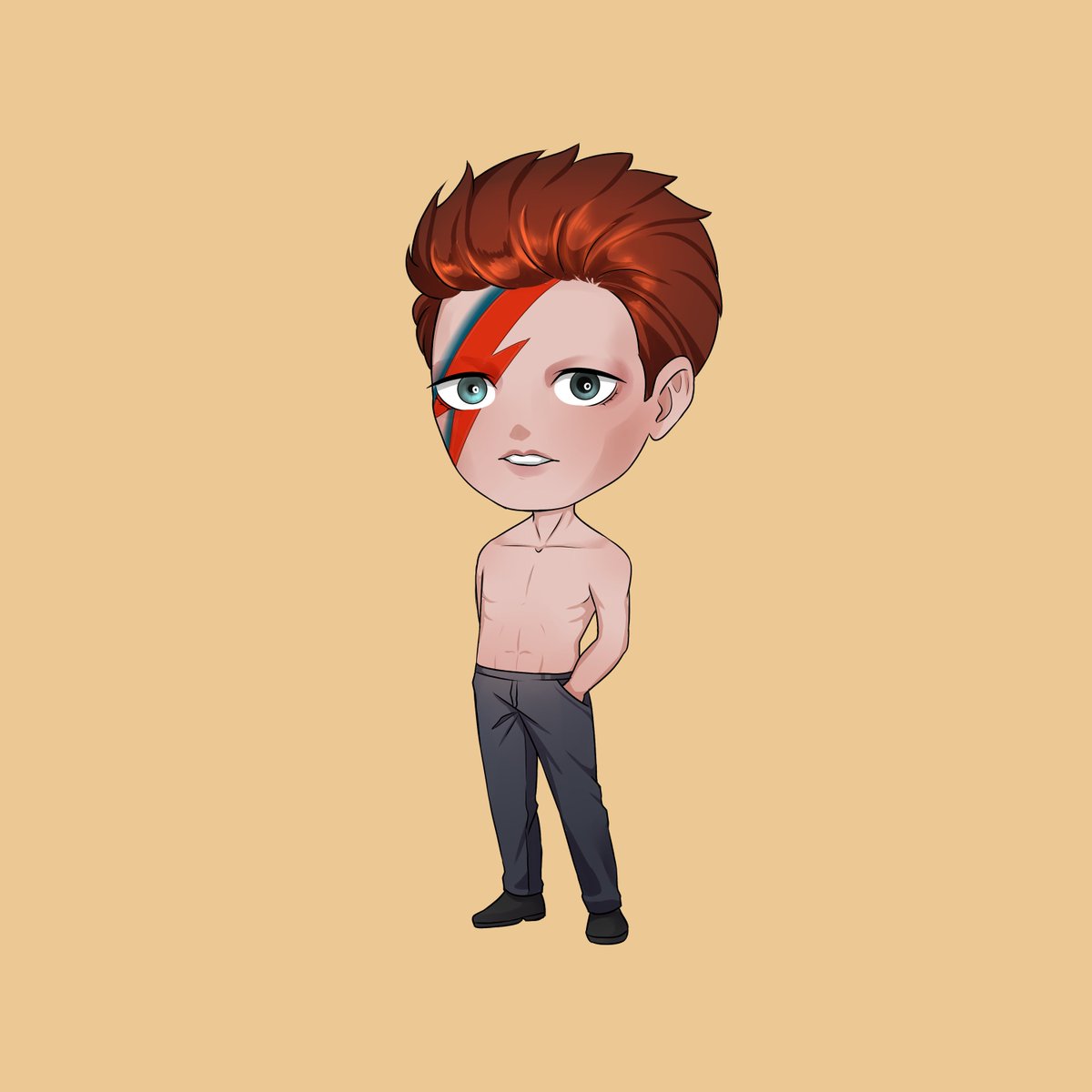 There are 2 characters in the series that have an alternate. #DavidBowie  is one of them, this one features his famous lightning bolt design.  
Mint is live cryptopops.app

#nfts #nftdrops #NFTGiveaway #NFTCommunity #nftart #NFTcollectibles