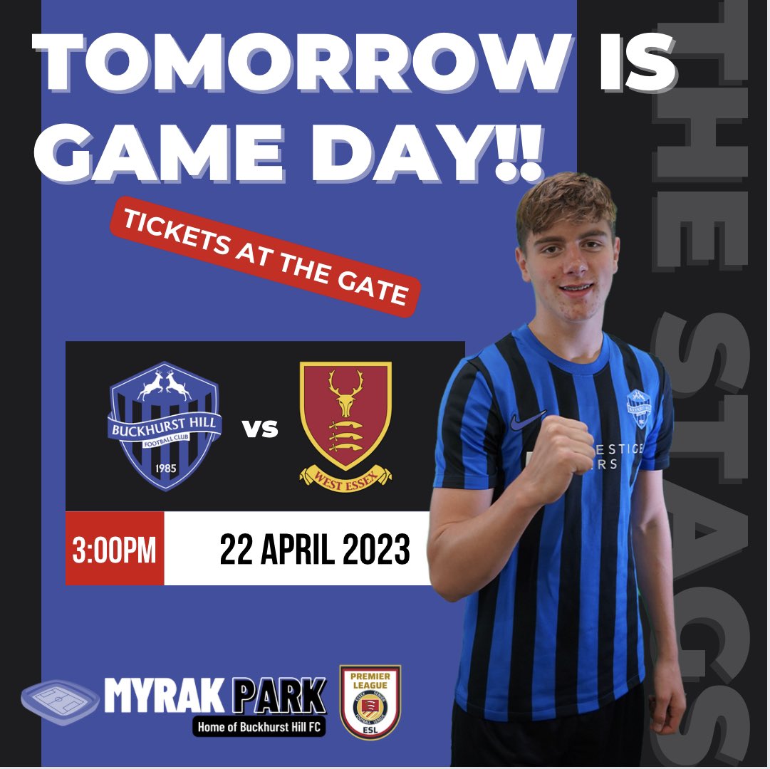 Excited for Saturday's match? So are we! 
It's the last game of the season so WE NEED YOU THERE!
🔥 Don't miss out on the chance to be a part of the action and cheer on your team live. 
#COYStags #BuckhurstHill #TheStags
