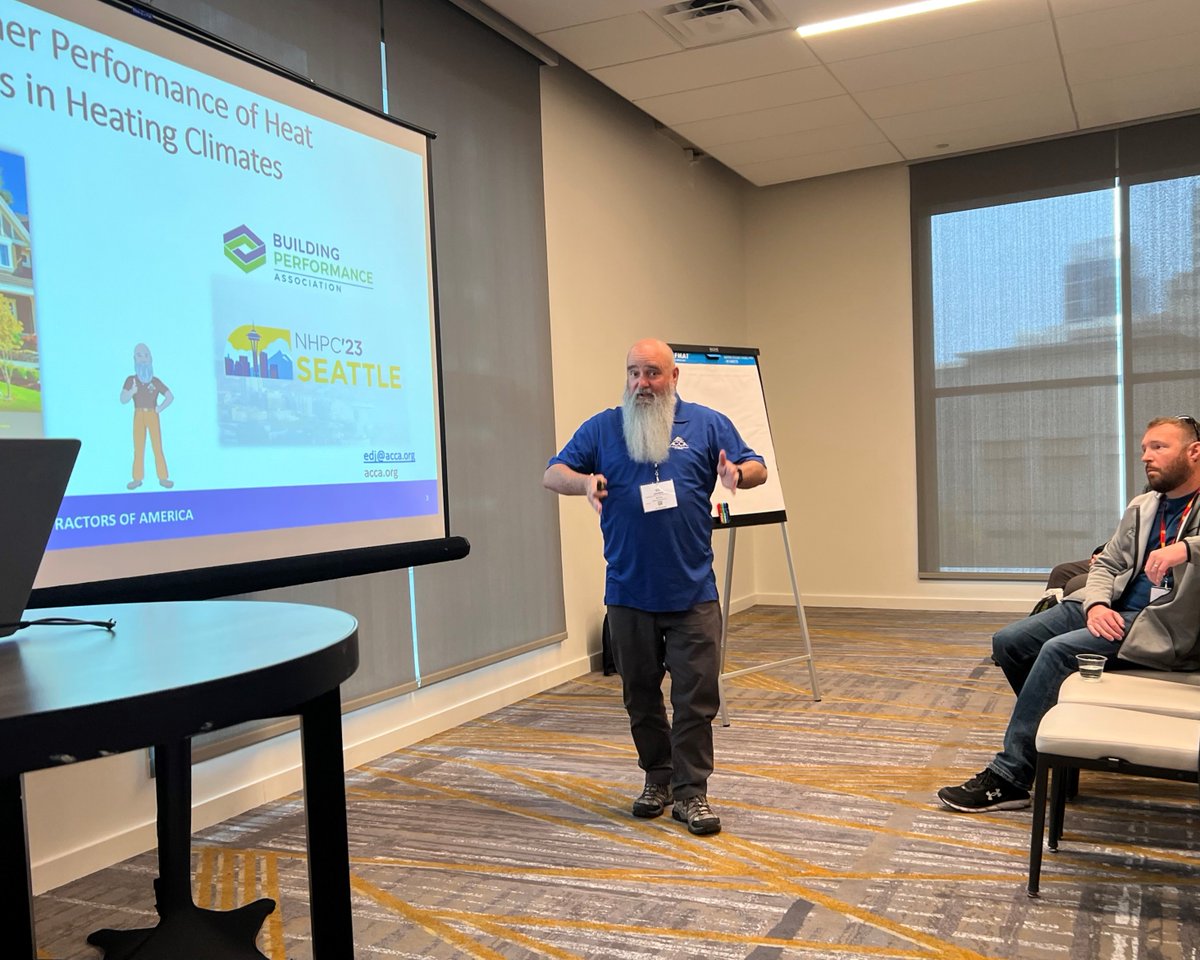 accausa's tweet photo. Ed Janowiak, #ACCA'S manager of HVAC design education, visited Seattle this week to present at #NHPC23. His session was on "Summer Performance of Heat Pumps in Heating Climates." 

#HVAC #HVACR #HVACcontractors #HeatPumps https://t.co/JPWkwVuwIB