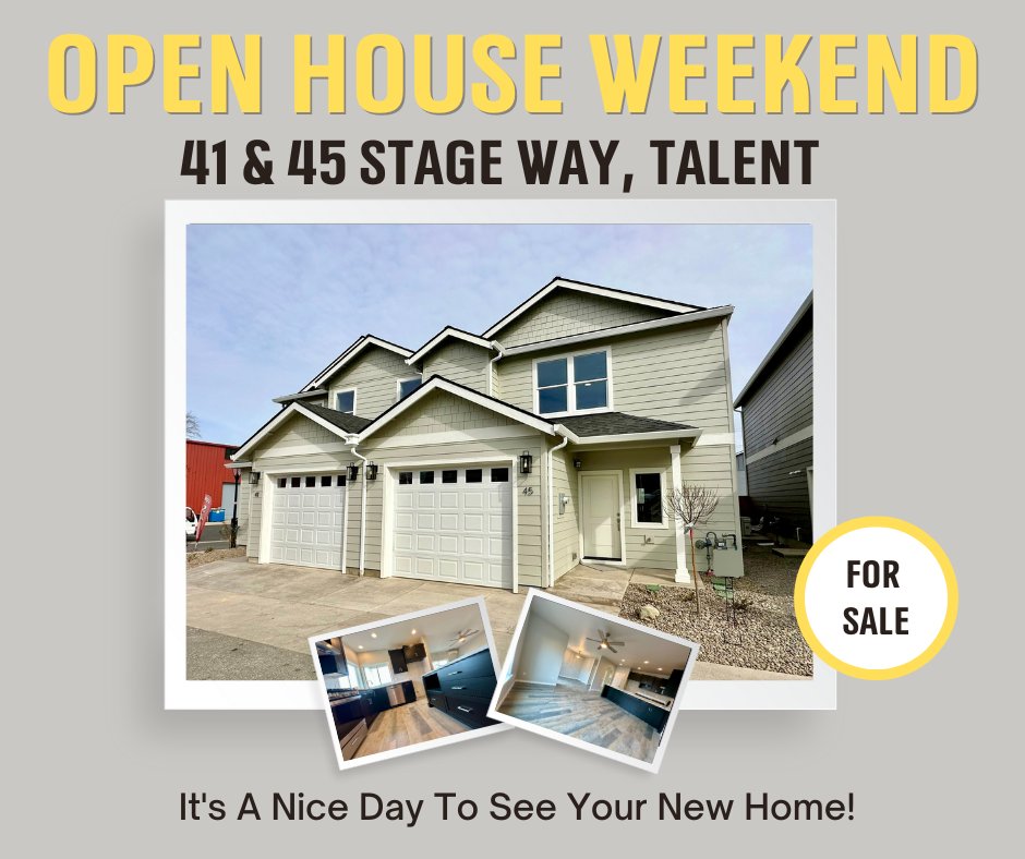 GGoebelt's tweet photo. 41 &amp; 45 Stage Way will be Open from 11:30 - 2:00pm.
This Saturday the 22nd and Sunday the 23rd. 
Come see the excellent craftsmanship that #HarmonyModernHomes Builds! 
Greg Goebelt Real Estate Broker | 541-204-1705
John L. Scott Real Estate - Rogue Valley
#openhouse https://t.co/miAPKnoQo6