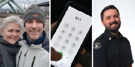 BC_EHS's tweet photo. When Corinne and Dom heard a stranger shouting for help, they sprang into action and called 9-1-1. Adam answered to coach them through a hard situation. They reflect on the call & highlight the crucial role of emergency medical call-takers & dispatchers: https://t.co/HrGY7vUeJN https://t.co/LYtBAcOvPH