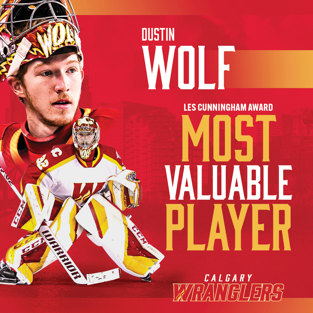 MVP! MVP! MVP! 🐺 Dustin Wolf is the winner of the Les Cunningham Award as @TheAHL's most valuable player for the 2022-23 season. Congrats Wolfie! Details: calgarywranglers.com/wolf-wins-les-…