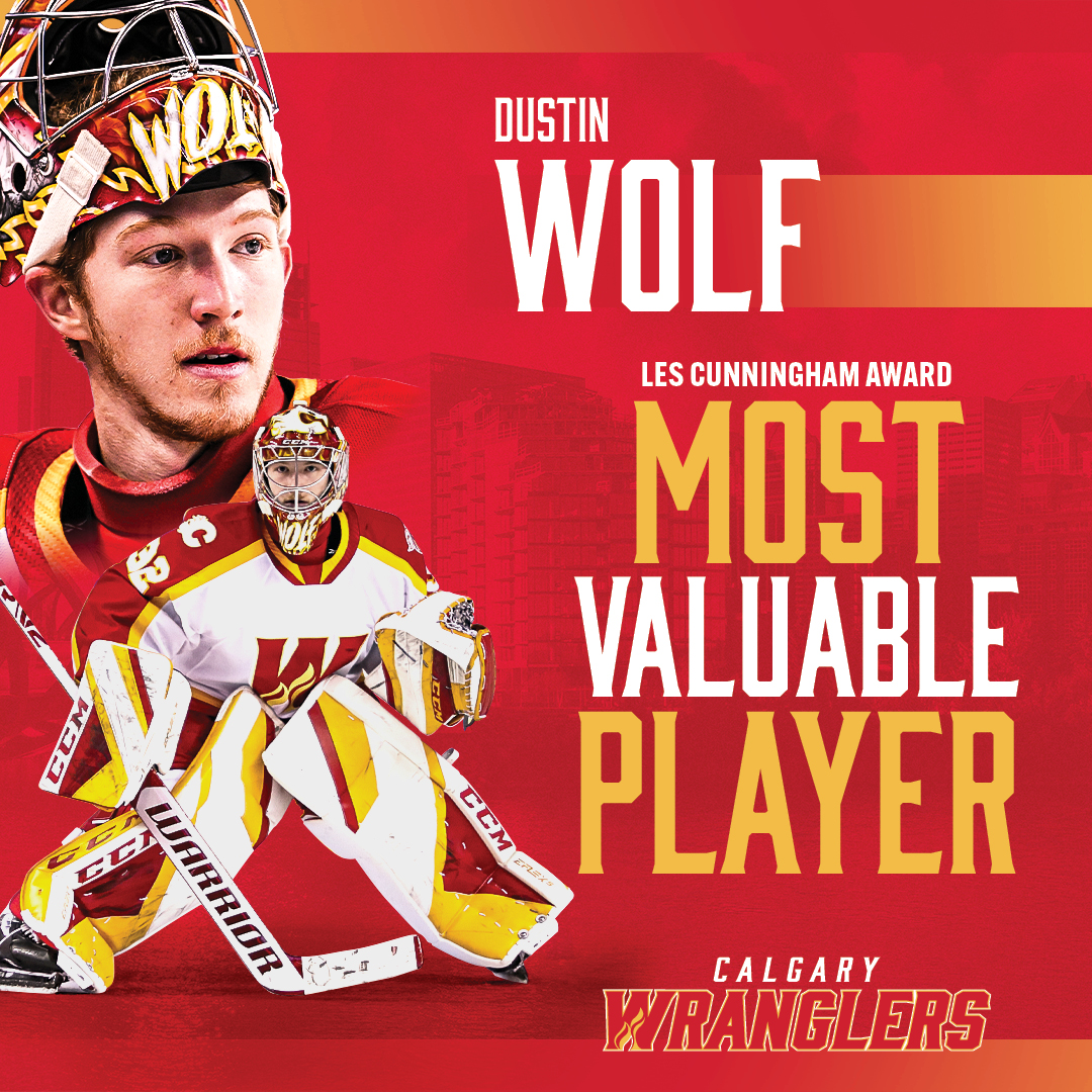 Calgary Wranglers (@ahlwranglers) on Twitter photo MVP! MVP! MVP! 🐺
Dustin Wolf is the winner of the Les Cunningham Award as <a href="/TheAHL/">American Hockey League</a>'s most valuable player for the 2022-23 season.
Congrats Wolfie!
Details: calgarywranglers.com/wolf-wins-les-… MVP! MVP! MVP! 🐺
Dustin Wolf is the winner of the Les Cunningham Award as <a href="/TheAHL/">American Hockey League</a>'s most valuable player for the 2022-23 season.
Congrats Wolfie!
Details: calgarywranglers.com/wolf-wins-les-…