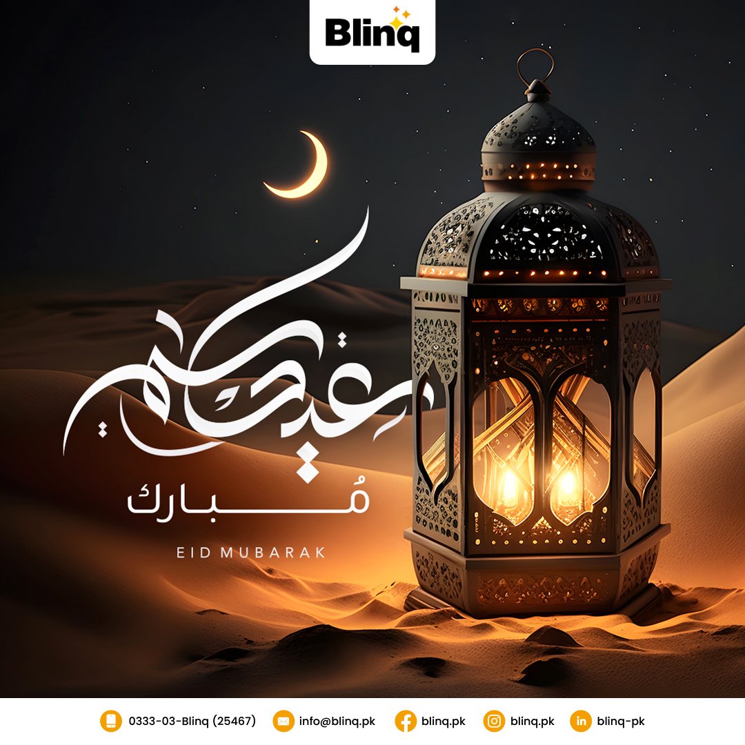 blinqpk's tweet photo. Eid Mubarak! 🌙 
Have a happy and full of love Eid!🎉 

From #Blinq https://t.co/rSEUajzb2U