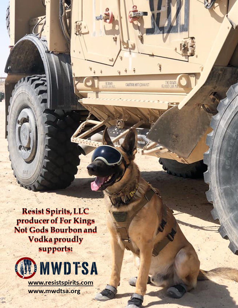 We are proud to support @MWDTSA 🇺🇸 We are donating $1 from every bottle sold from our online store to this worthy organization that provides much needed supplies for the military working dogs and their handlers. We thank them for their service! Cheers!

#dog #military #spirits