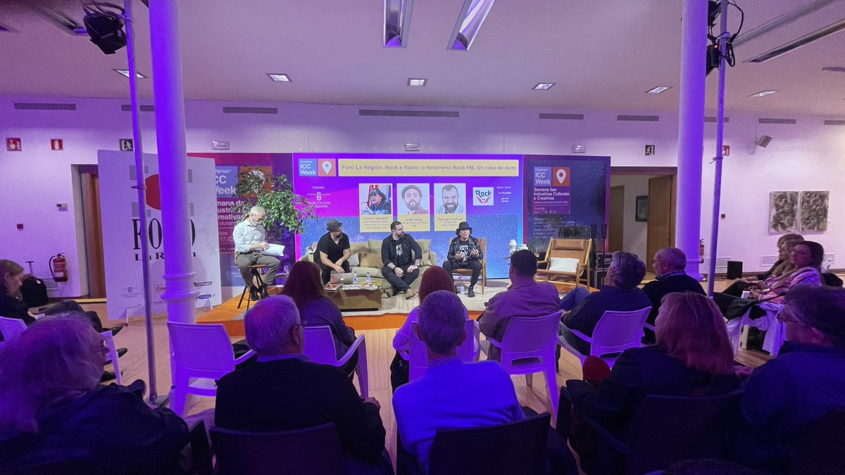 📌🎸Foro ”Rock y radio, el fenómeno Rock FM. Un caso de éxito”, junto a: 

• Vicente Mariscal

• Jorge Vileilla

• Rodrigo Contreras, director de Rock 

FM Motel  Modera: Vidal López

#ourenseiccweek #music #creativity #culture