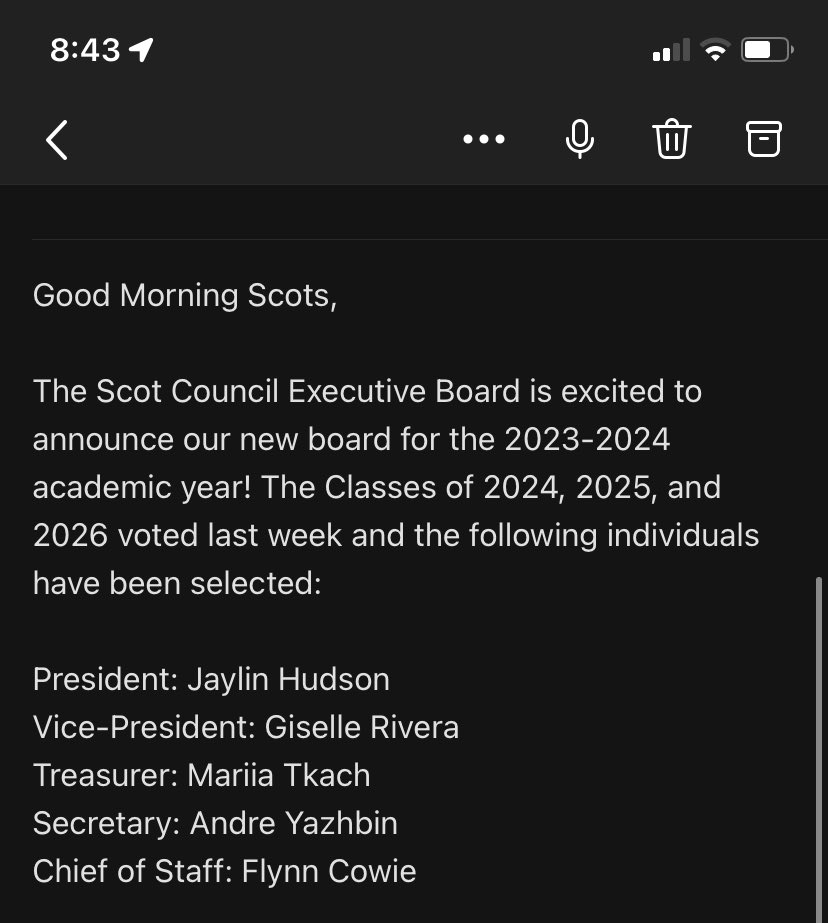 JaylinHudson6's tweet photo. I am proud to announce that I will be the first Black Scot Council President for the 2023-2024 academic school year. @WoosterEdu Thanks to everyone that voted and Iโm excited to serve on the executive board. Go Scots! #firstBlackpresident #ScotCouncil #fightingscots https://t.co/Rtn3kJUdqY