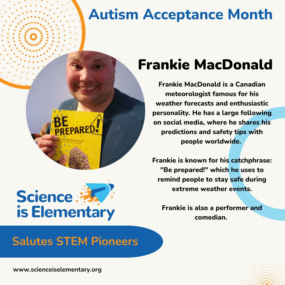 SiE_science's tweet photo. It's #AutismAcceptanceMonth - and we're celebrating meteorologist Frankie MacDonald. 
In an interview with CBC Kids News, Frankie said, "Science is important because it helps us understand the world around us." https://t.co/Cs6Fx5zmRY