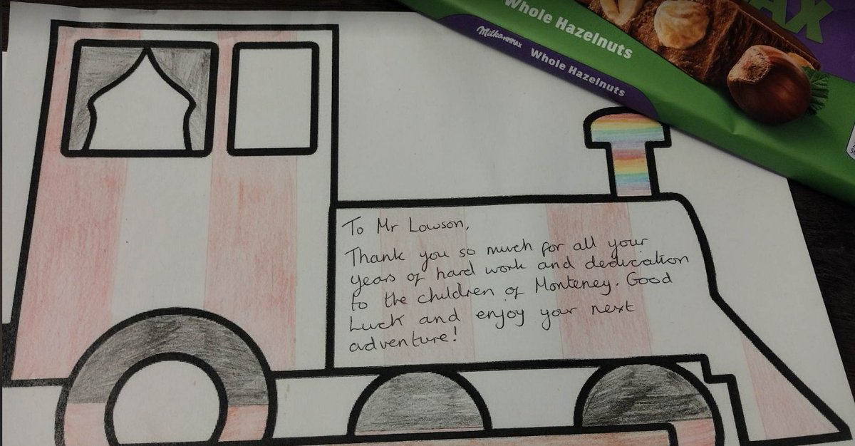I'm incredibly grateful for the many cards, gifts and good wishes I've received from the entire Monteney community; the Staff, Parents and a very special gift from the children which might give you a clue as to where my next adventure is: