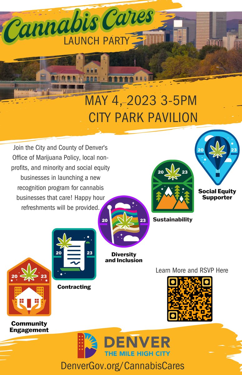 MJIndGroup's tweet photo. @CityofDenver is celebrating the launch of the Cannabis Cares program on 4/4. The event will connect cannabis businesses with social equity applicants and non-profits (like MIG!). Learn more on their website! 
https://t.co/j4XBmHp1kc https://t.co/8iXs6xrgGJ
