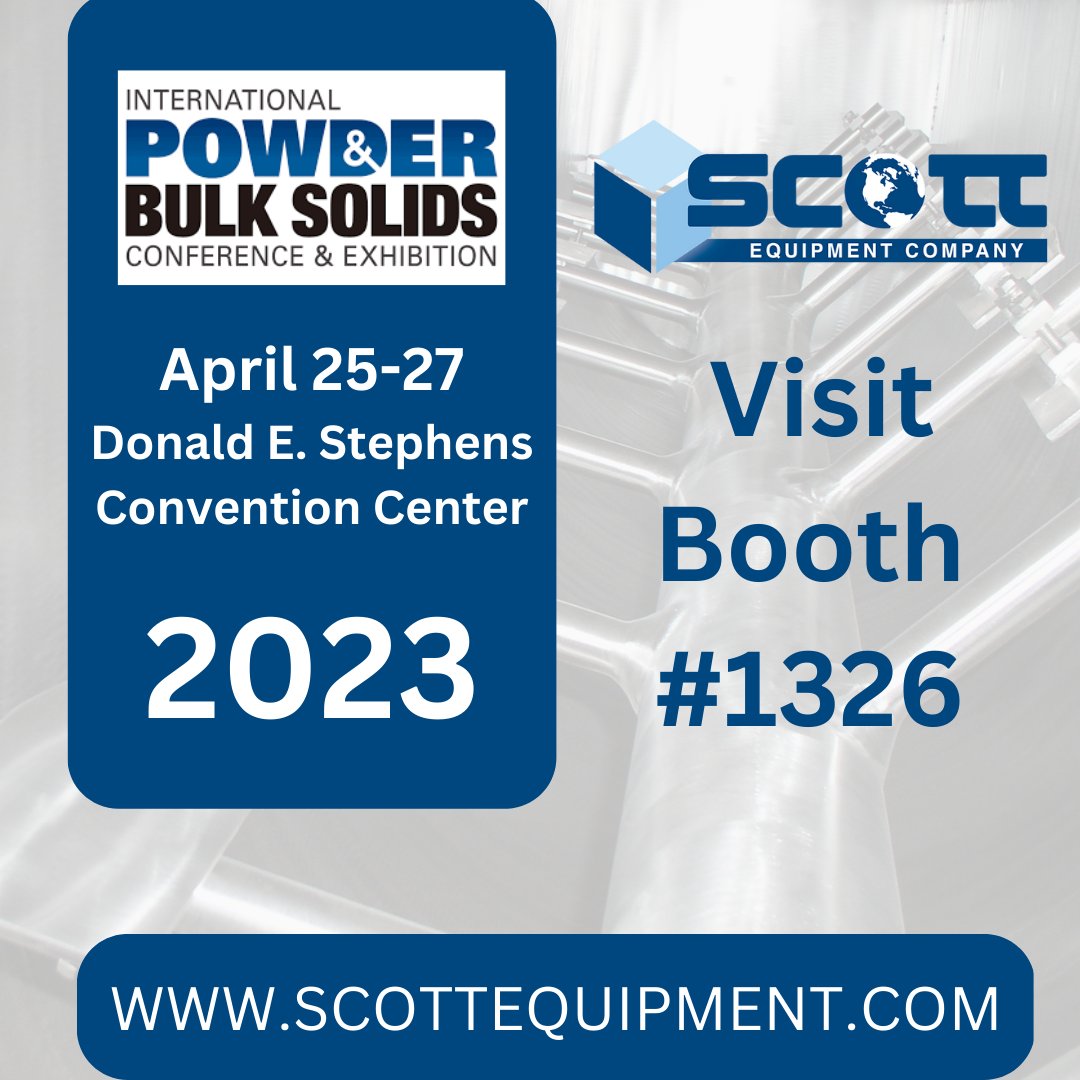 scott_equipment's tweet image. Come learn more about mixing, drying, and storage.  Scott Equipment can take care of it all. Stop by booth #1326 to talk to our experts.
#powdershow #scottequipment #manufacturing