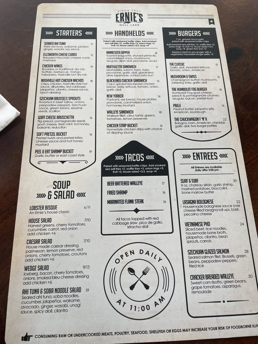 JeremyMillsop's tweet photo. Stop No. 11 and we’re sticking with the Foy Family of restaurants and enjoying the snowy view of Gull Lake at Ernie’s. Chef Tower is preparing something exciting. #DispatchDiningGuide2023 https://t.co/zkAUhwXU2U