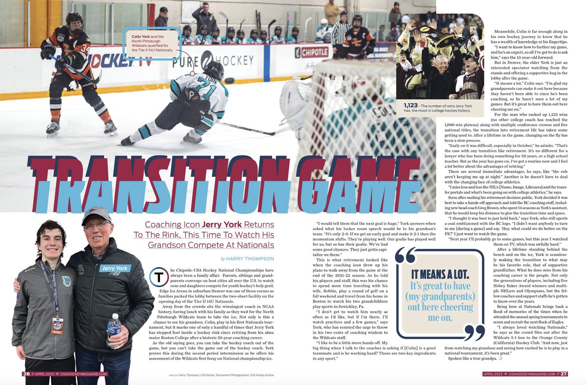 Coaching icon Jerry York was back at the rink, this time to watch his grandson compete at youth nationals 😄
 
Check out the full story in the latest issue of <a href="/USAHMagazine/">USA Hockey Magazine</a> → bit.ly/3AgnkBj