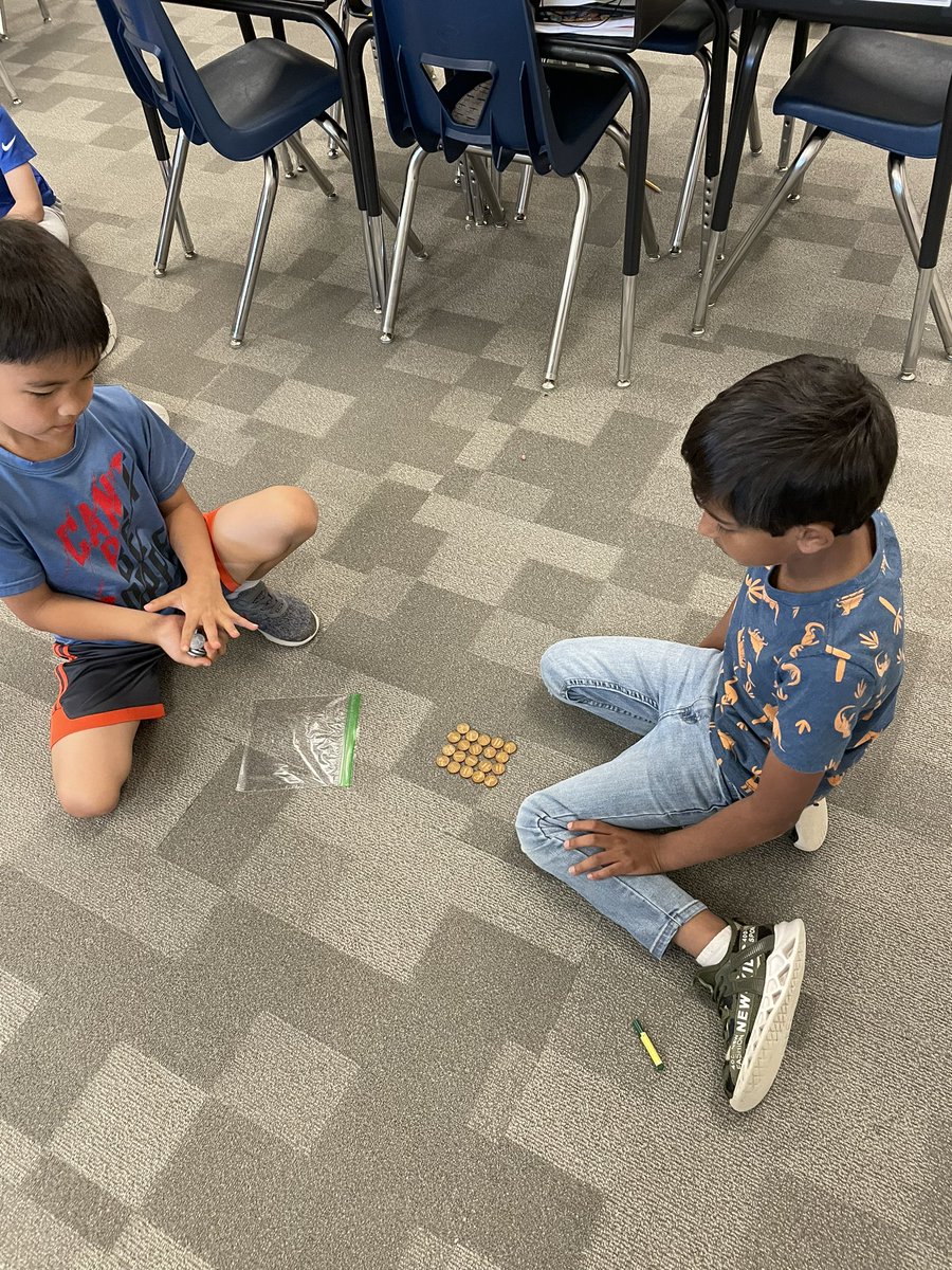 olin_kayla's tweet photo. We can skip count groups of coins! Practicing our coin recognition and skip counting with our partners #fisdmadetoshine #friscomadetoshine @VaughnElemFISD @danifry_math https://t.co/92G0pORaQH