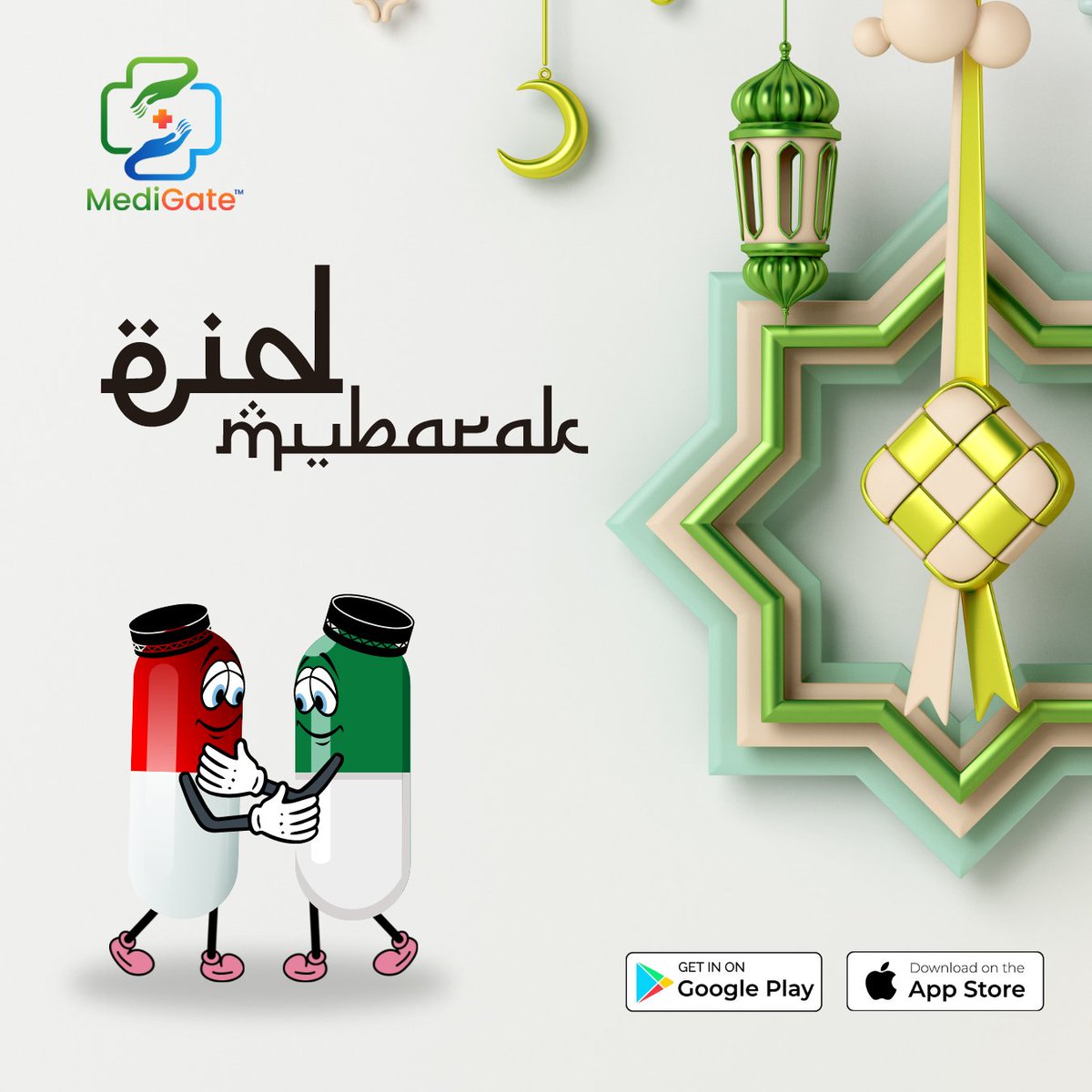 medigateonline's tweet photo. "Stay healthy and happy this Eid with Medigate by your side 🌙💊✨ #EidMubarak #OnlinePharmacy #HealthFirst" https://t.co/LfbzHxlvQE